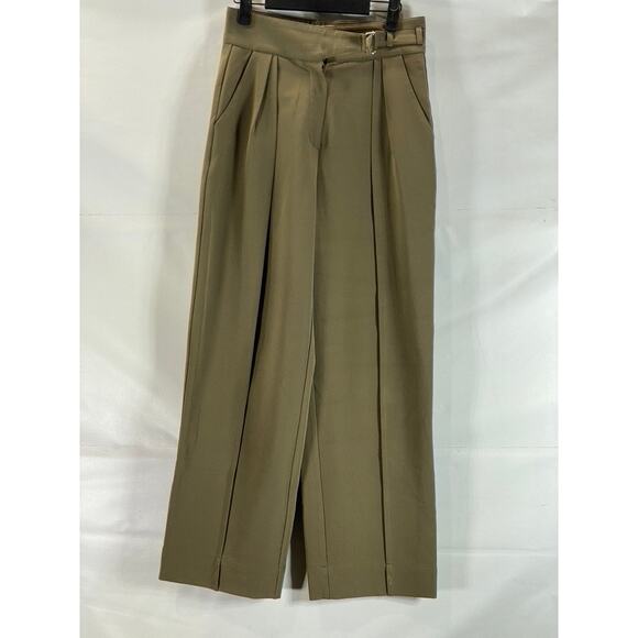 MEMO Women's Relaxed Loose Fit Pleated Waist Adjustable Strap Olive Pants SZ M - Picture 1 of 8